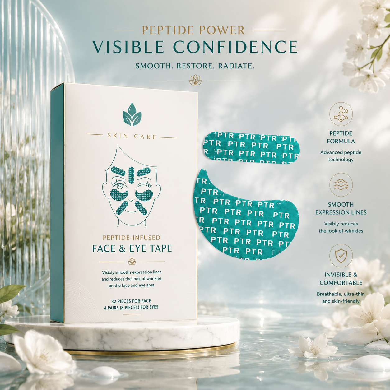 Peptide-Infused Face & Eye Tape for Smoother, Radiant Skin