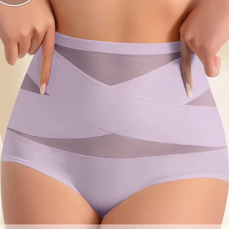 🌸Last Day-Buy 1 Get 3 Packs✨Plus-Size High-Waist Cross Tummy Control Panties